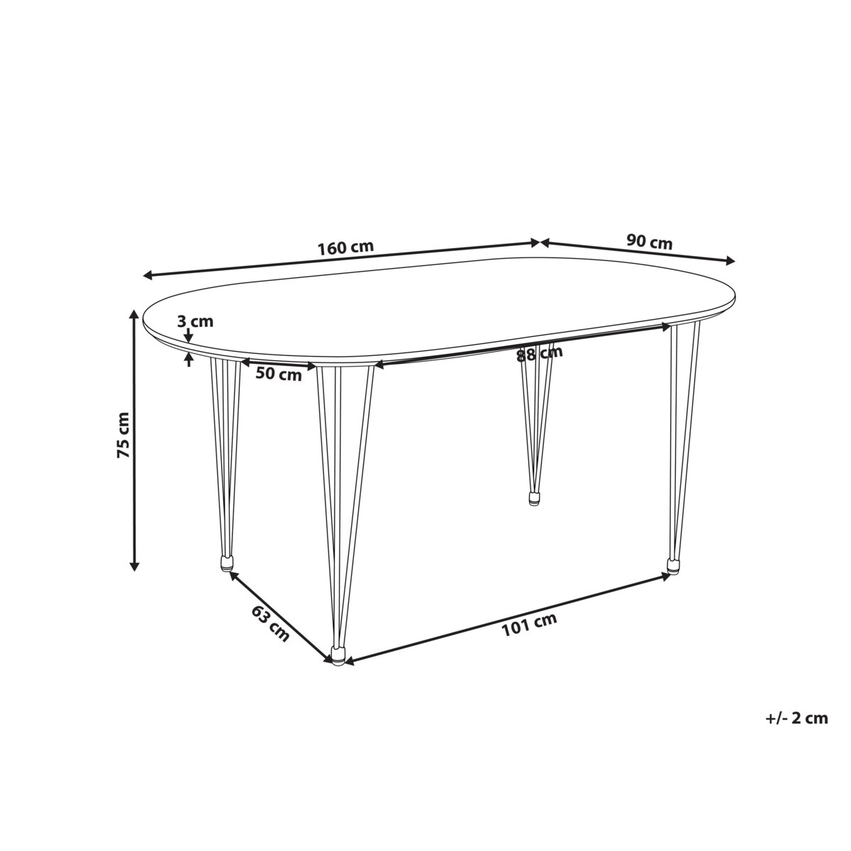 Stół do jadalni CAVELL Jasnobrązowy 160 cm 90 cm