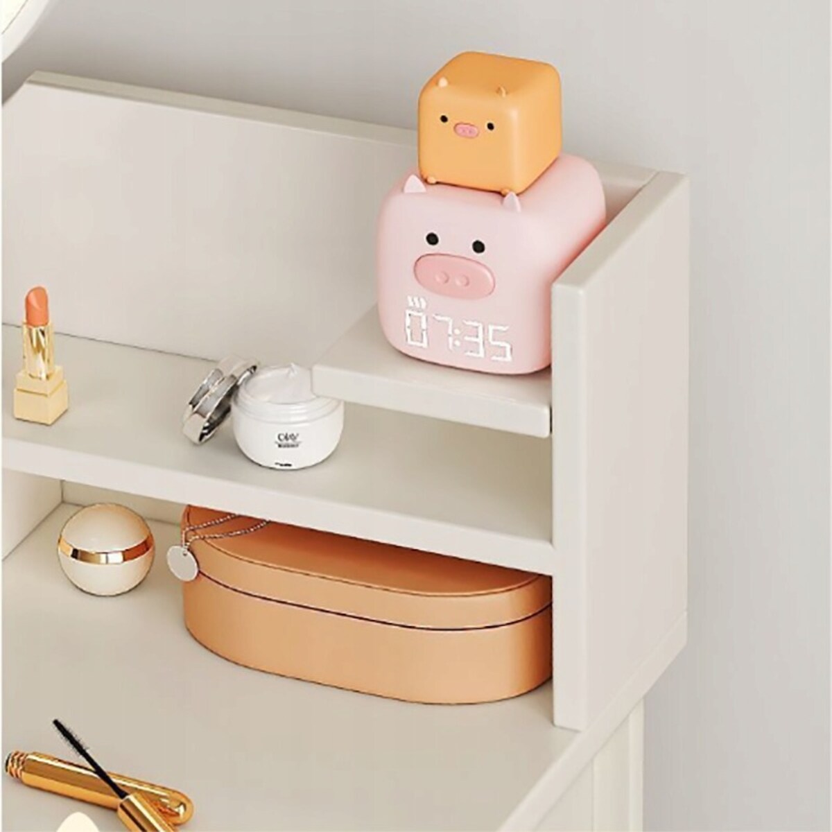 Toaletka kosmetyczna biała sypialniana z lustrem szufladami nowoczesny