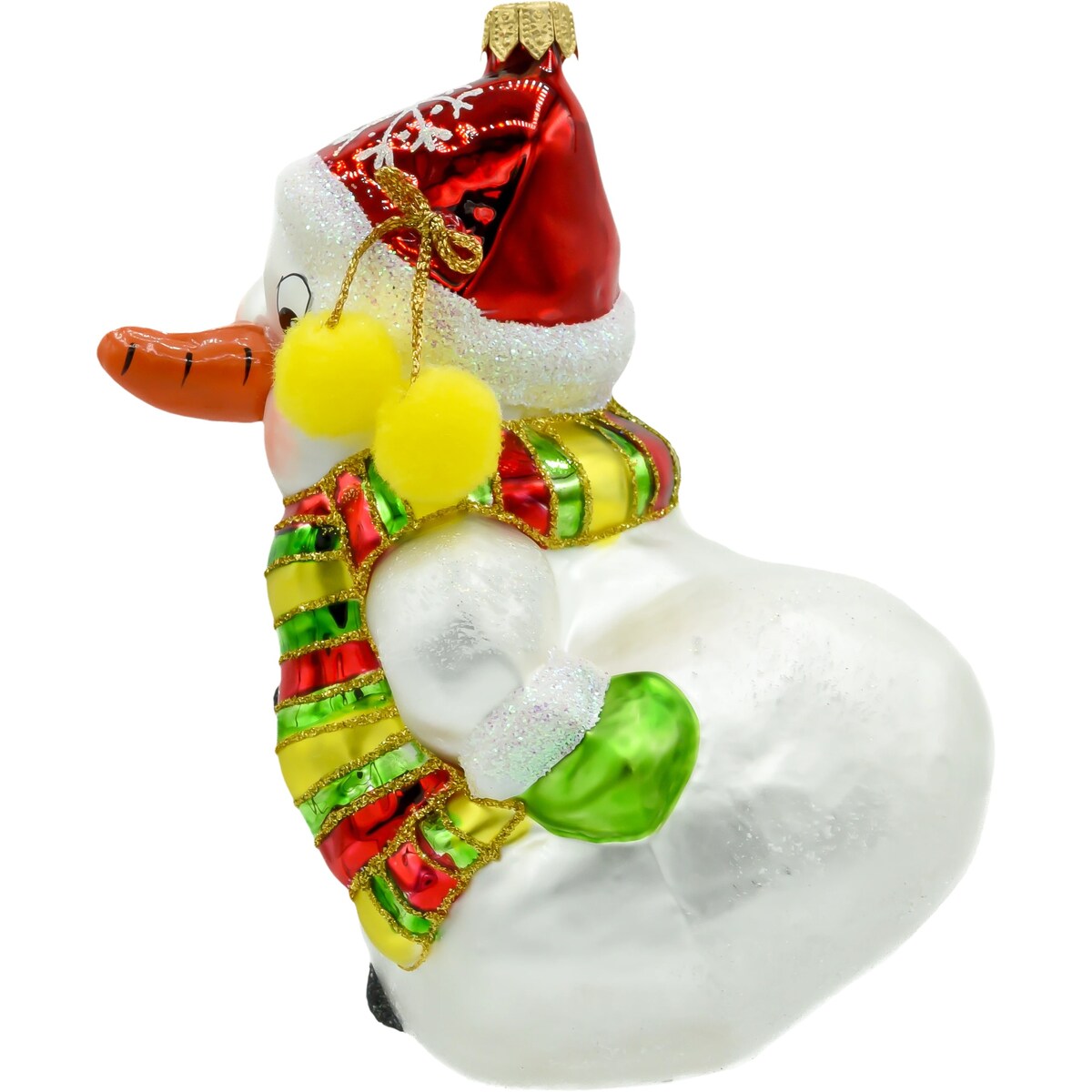 Bombka choinkowa: Duży wesoły bałwanek z szalikiem i pomponami