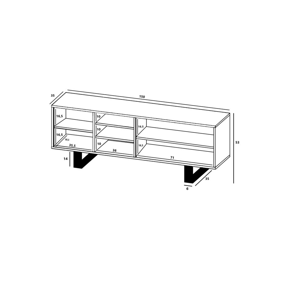 Szafka RTV Loft Komoda Industrialna Czarny MAT Dąb Wotan 150 cm