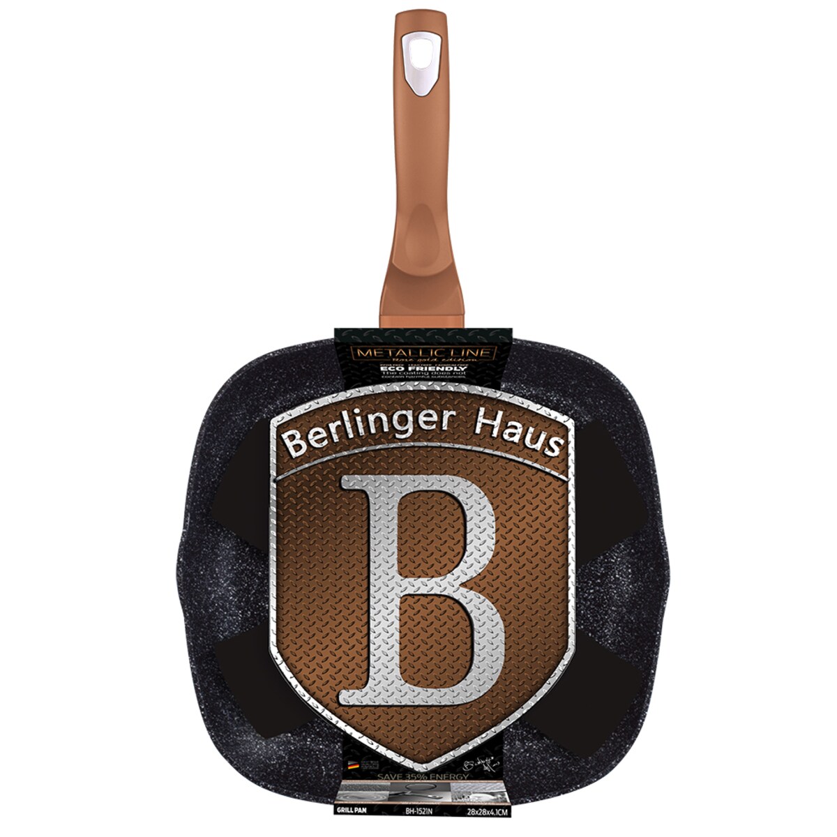 Patelnia z powłoką granitową grill 28cm BERLINGER HAUS Metallic Rosegold