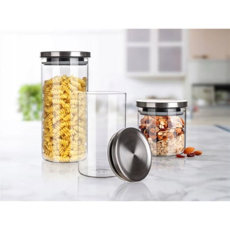 SZKLANE POJEMNIKI W PUDEŁKU na prezent kuchenne 650/1100/1450ml z pokrywką