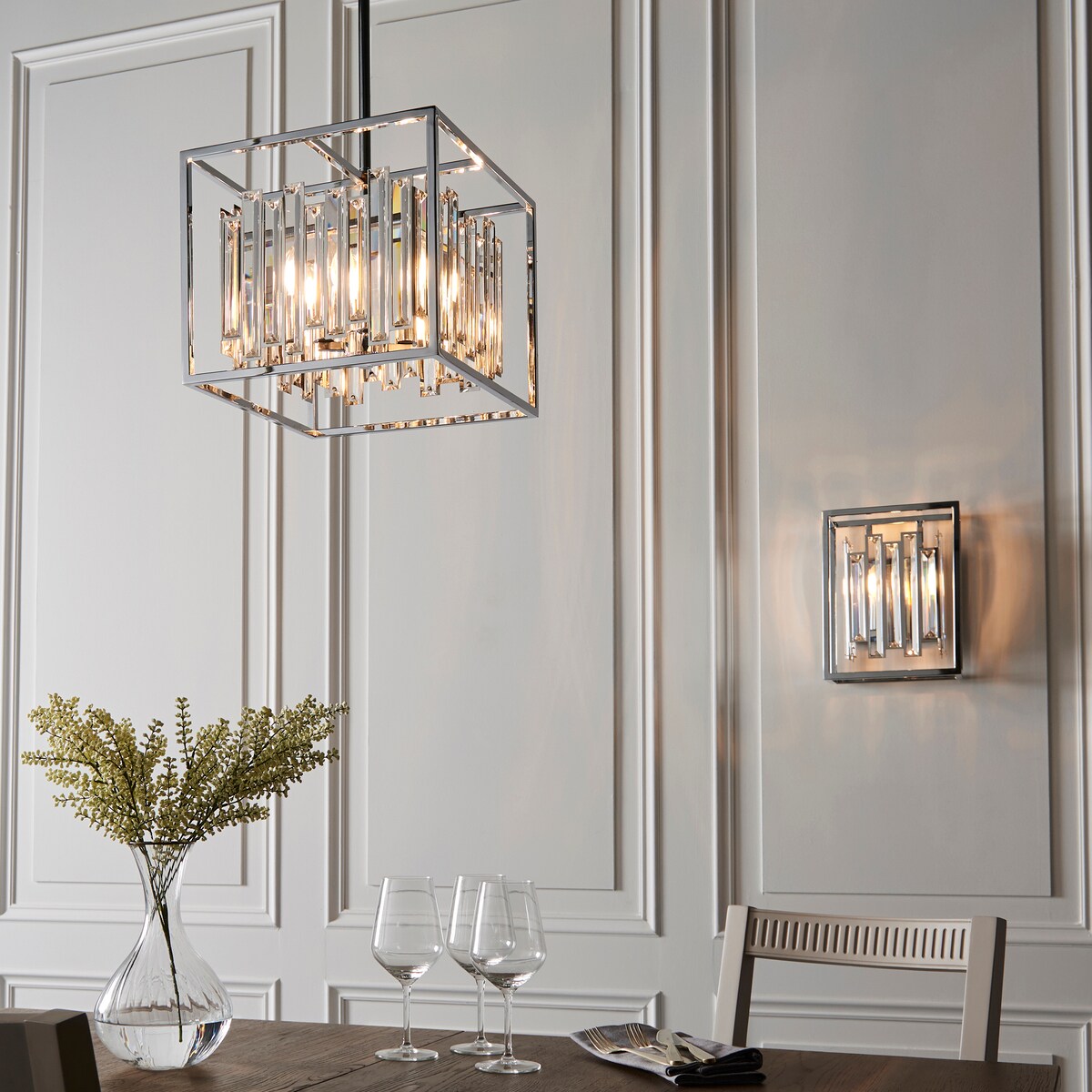 Lampa wisząca glamour Acadia 81930 Endon kryształowa crystal kwadratowa ...