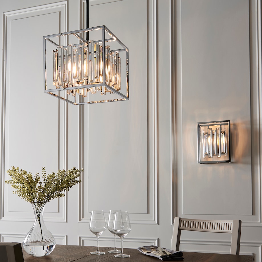 Lampa wisząca glamour Acadia 81930 Endon kryształowa crystal kwadratowa ...