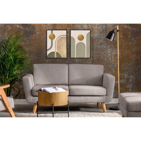 KONSIMO TAGIO Skandynawska 2-osobowa sofa z jasnoszarej tkaniny z owczej wełny