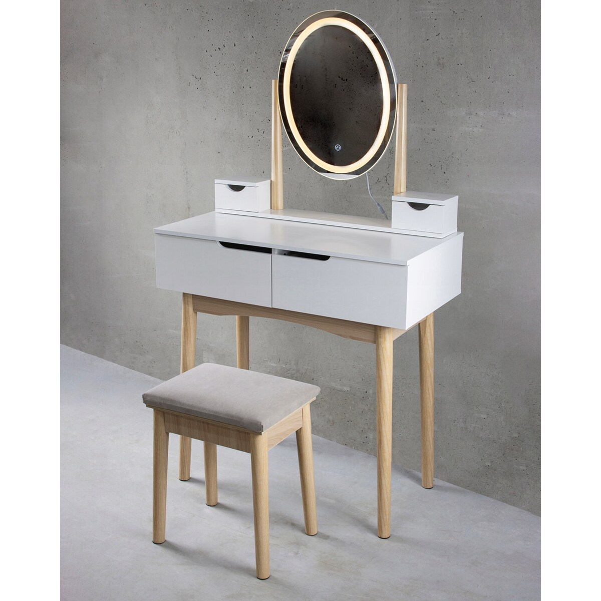 TOALETKA z lustrem LED kosmetyczna skandynawska