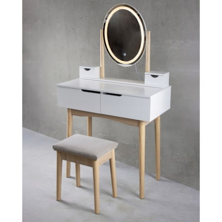 TOALETKA z lustrem LED kosmetyczna skandynawska