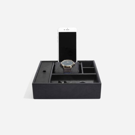 Stacja dokująca i pudełko na zegarki i biżuterię duże Stackers czarne