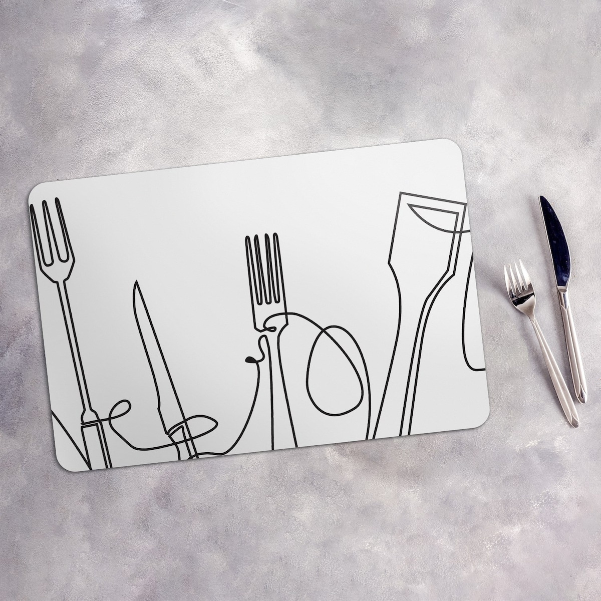 Komplet mat pod talerz Abstrakcyjne sztućce, 6 szt. 45x30cm