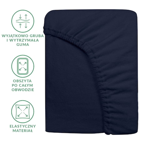 Prześcieradło frotte z gumką 90x200 kolor ciemny granat