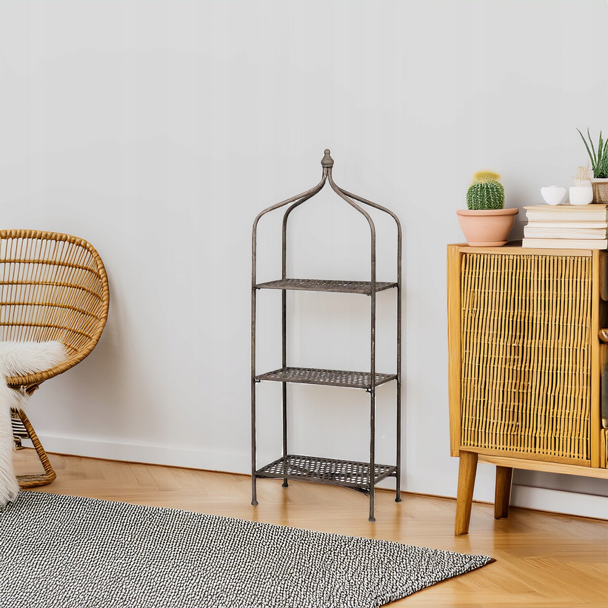 SZAFKA REGAŁ OGRODOWY METALOWY balkonowy na narzędzia rośliny kwietnik