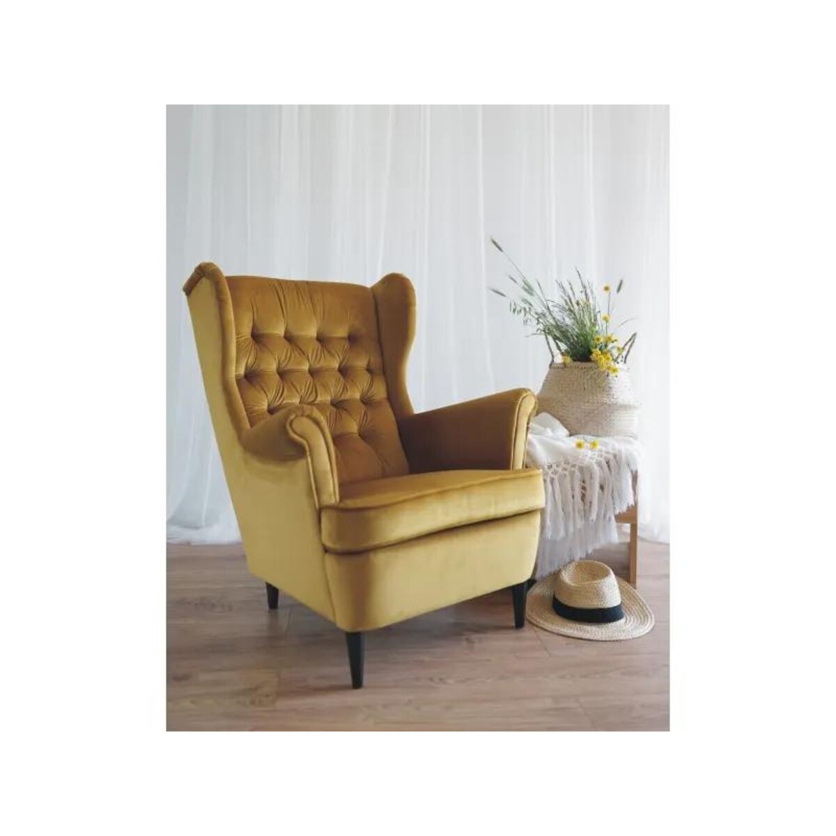 Fotel uszak HARRY VELVET curry