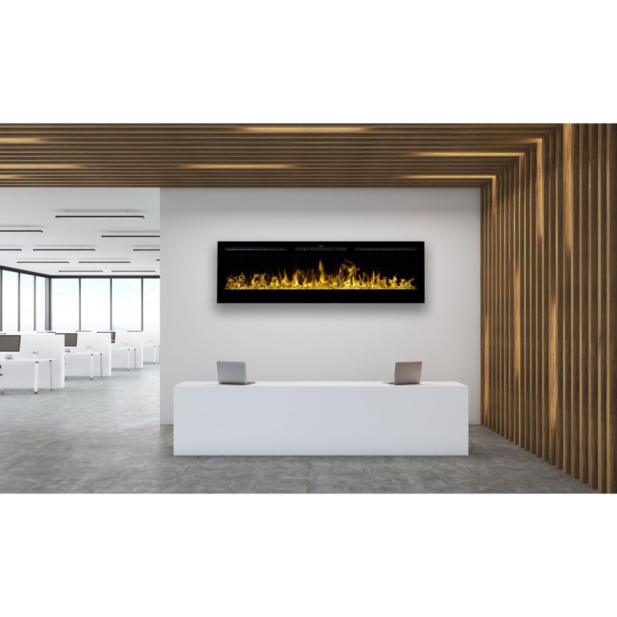 Kominek elektryczny AFLAMO Majestic 45 - ścienny i do zabudowy - 115x55x14 cm - kominek LED z funkcją grzania 750/1500 W