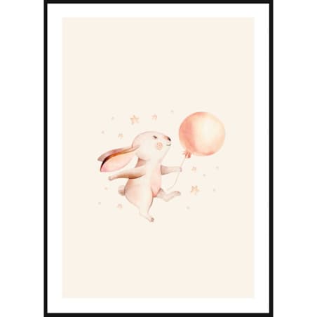 Poster Story, Plakat, Obraz - Króliczek z Różowym Balonem, wymiary 21 x 30 cm