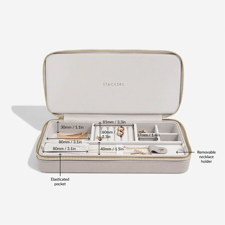 Pudełko podróżne na biżuterię z miejscem na naszyjniki Stackers taupe