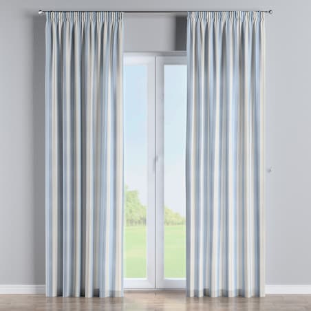 Zasłona na taśmie marszczącej 1 szt. 130x245 niebieskie pasy