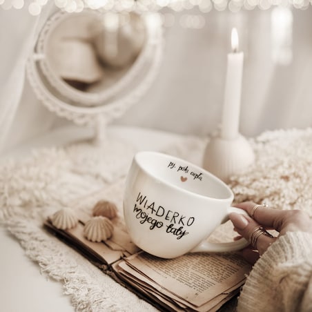 Biały kubek porcelanowy 500 ml - zabawny napis wiaderko mojego taty dla taty na Dzień Ojca
