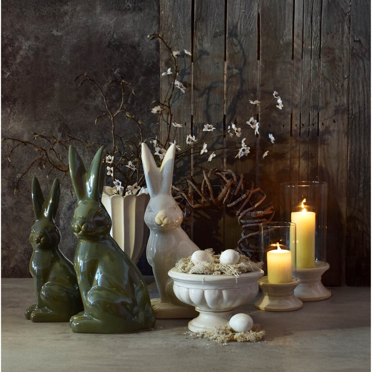 MAVE GREEN Figura zając ceramiczna 25x19x48cm