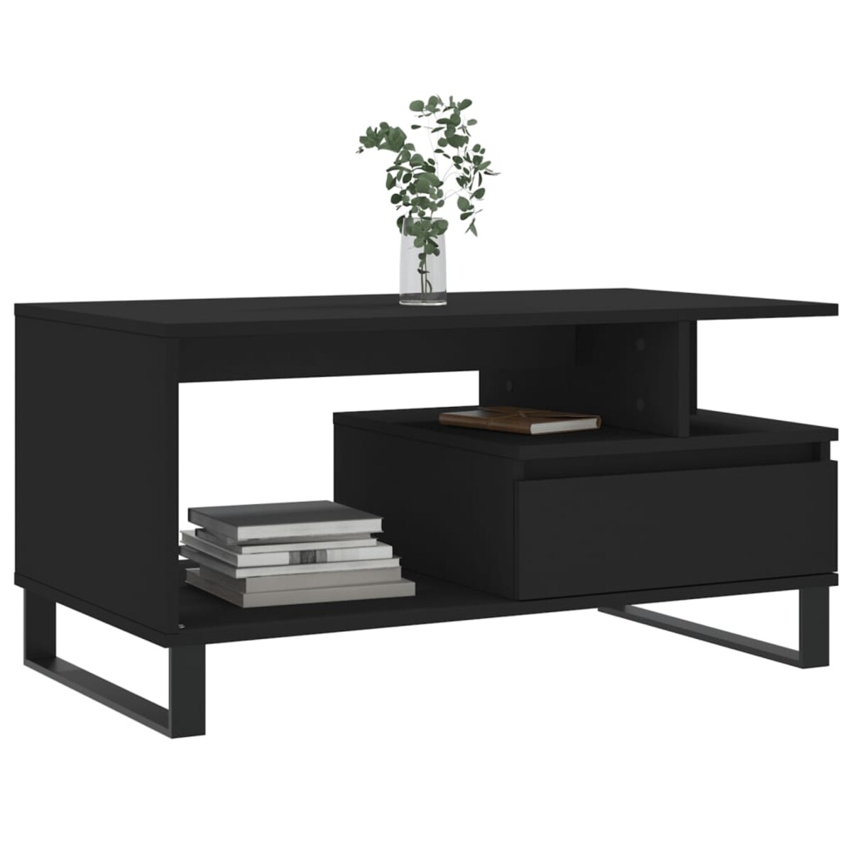 vidaXL Stolik kawowy, czarny 90x49x45 cm, materiał drewnopochodny