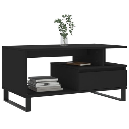 vidaXL Stolik kawowy, czarny 90x49x45 cm, materiał drewnopochodny