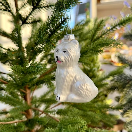 VILLA ITALIA Bombka szklana PIES biały 8,5 cm