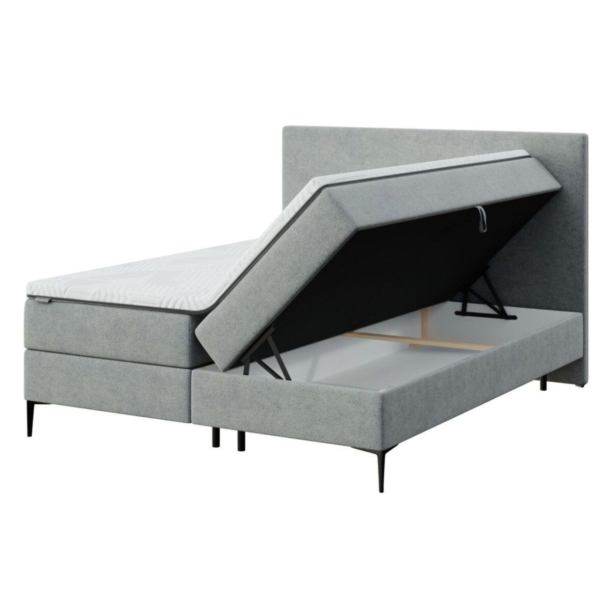 Mesonica Łóżko Kontynentalne Bufo, szare 180x200, materac nawierzchniowy 180x200 wys: 5 cm