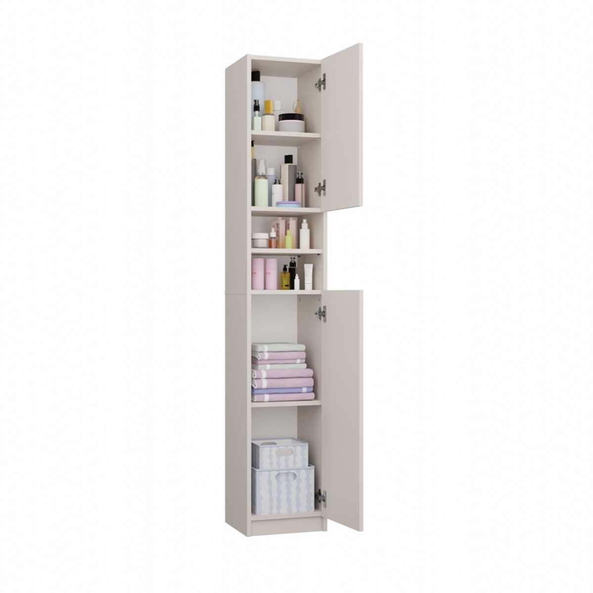 Szafka Łazienkowa Słupek 32 cm MARBELA 1.0 Regał Słupek 2 Drzwi KASZMIR BEŻ