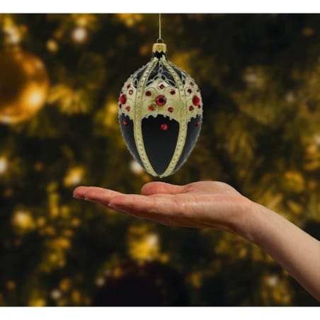 Bombka choinkowa: Ekskluzywne jajo Faberge ze złotym ornamentem: czarne