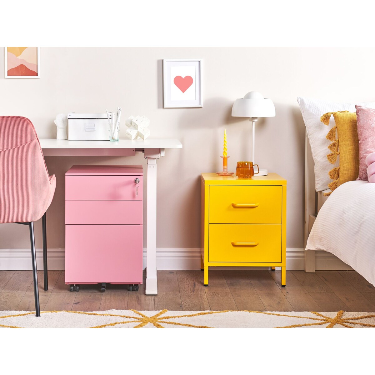 Szafka biurowa metalowa różowa CAMI