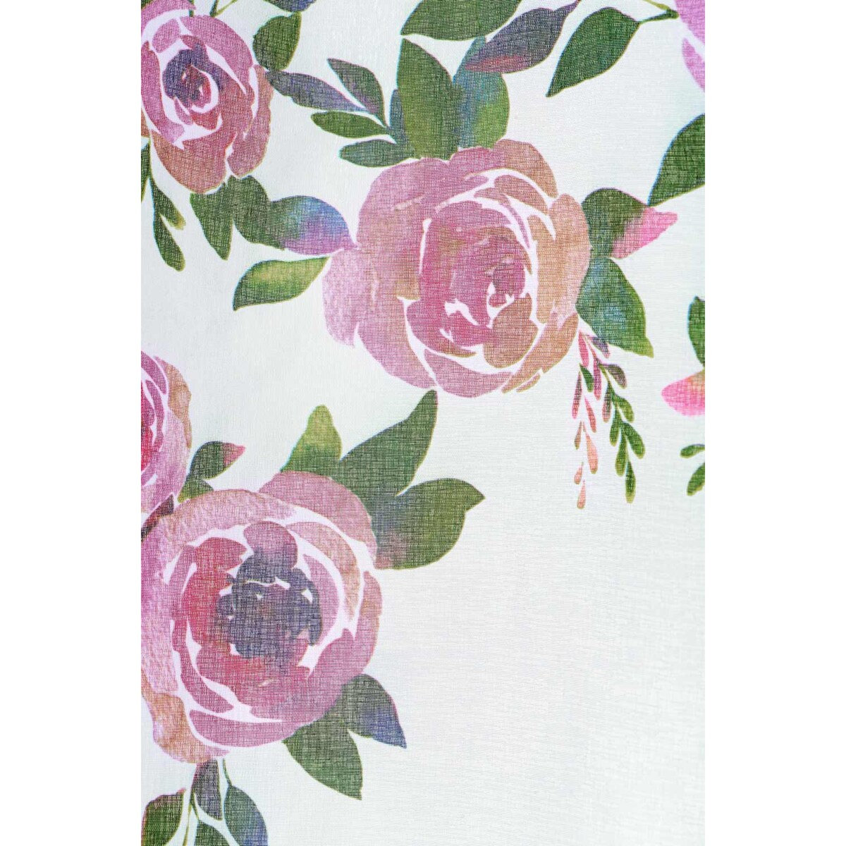 Biała Zasłona do Salonu w Kwiaty 140 x 250 Dekoracyjna Róże Piwonie Kwiaty