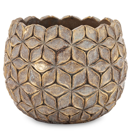 Osłonka cementowa 18,5x22x22 cm ASCONA złota