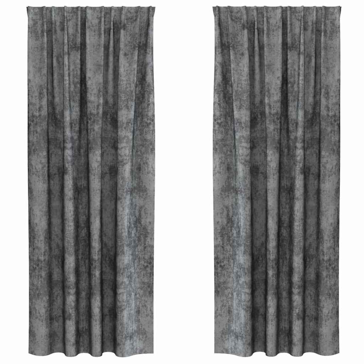 vidaXL Zasłona z zasłonami 2 pcs Szary 245 x 140 cm Aksamit