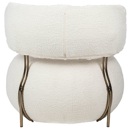 Biały fotel wypoczynkowy KH1301100130 Low Teddy okrągły do salonu, King Home