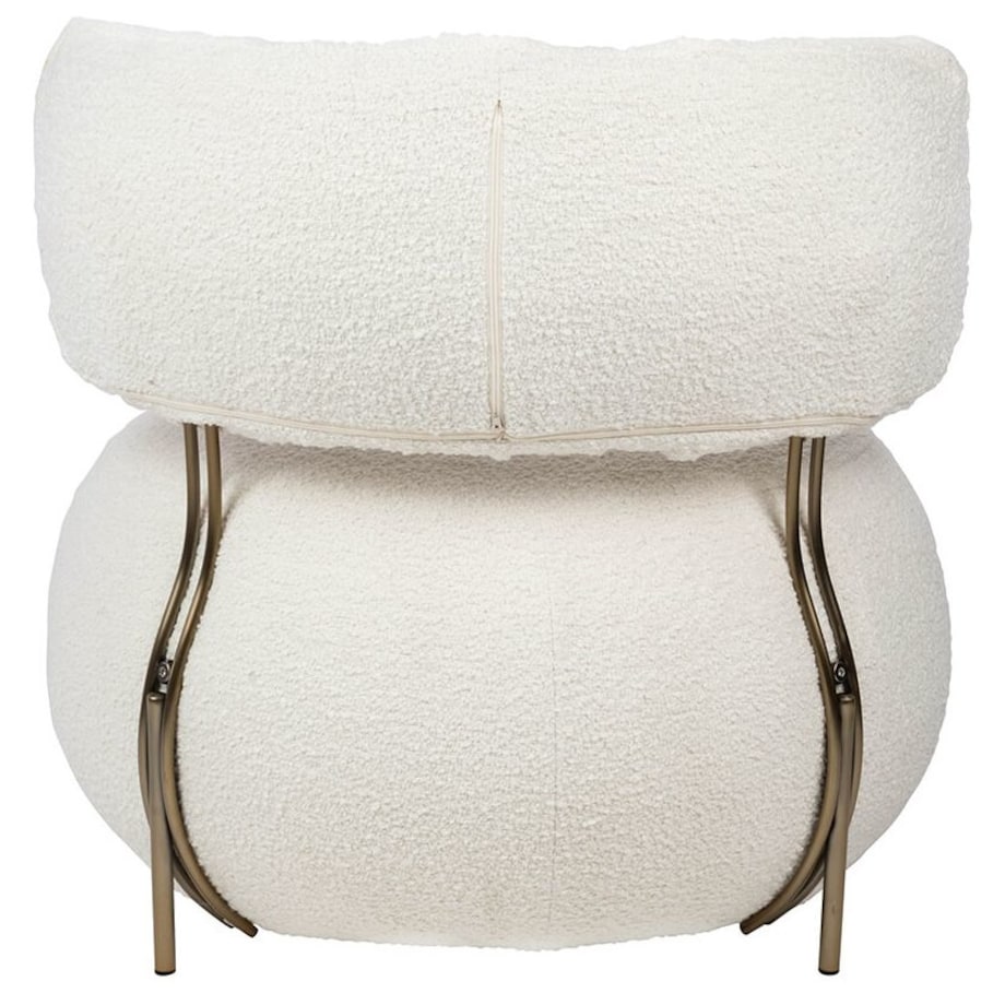 Biały fotel wypoczynkowy KH1301100130 Low Teddy okrągły do salonu, King Home