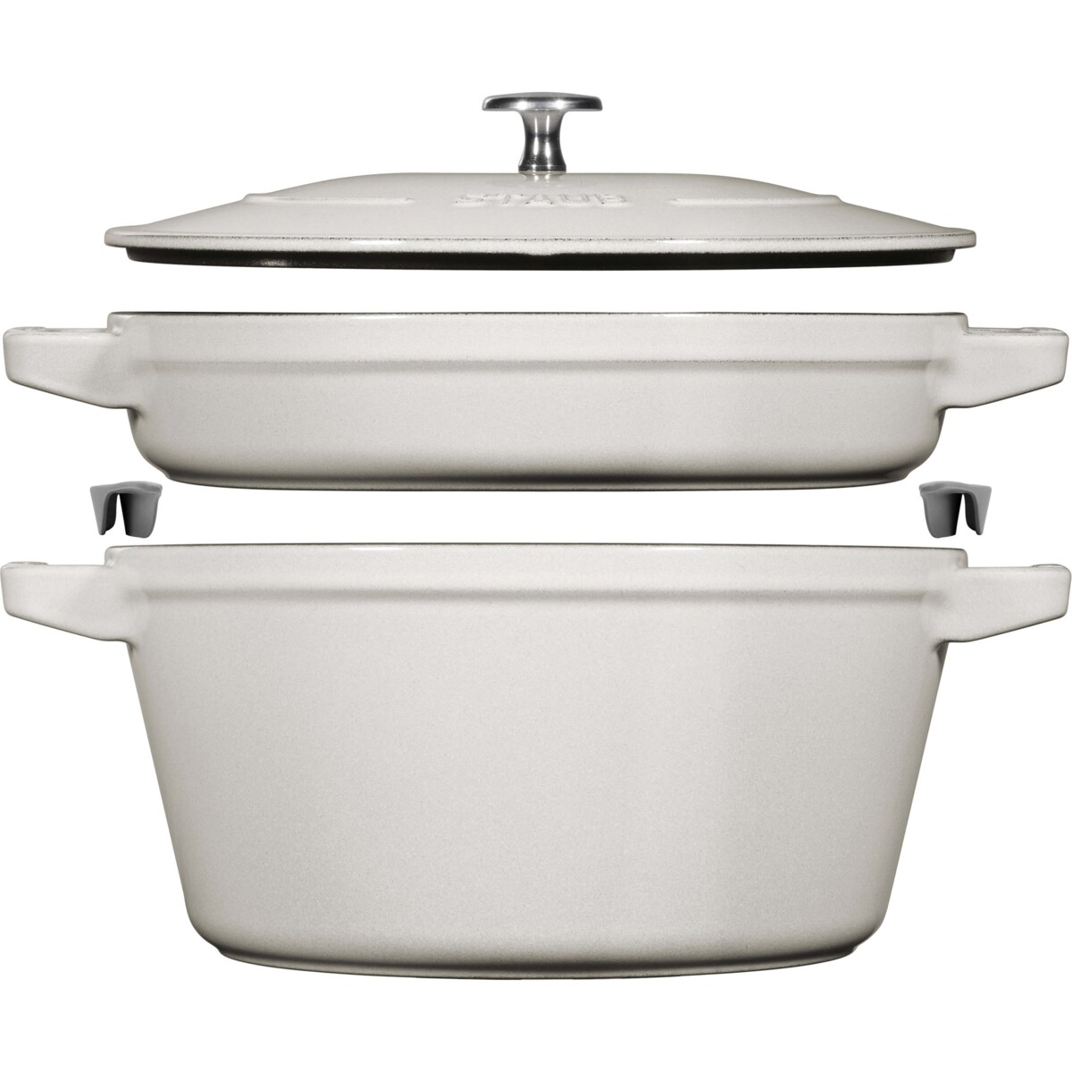 Zestaw 2 naczyń żeliwnych z pokrywką Staub - 24 cm, Biała trufla
