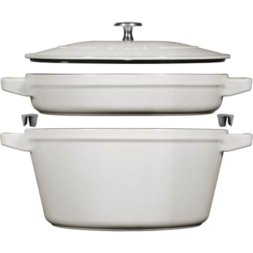 Zestaw 2 naczyń żeliwnych z pokrywką Staub - 24 cm, Biała trufla