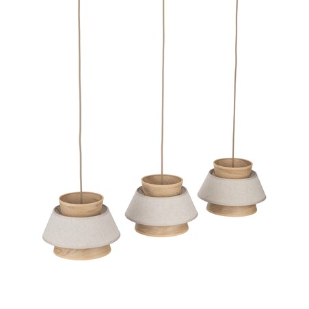 Lampa Wisząca Belka Tk Lighting Kalum Len Fornir 3Xe27 Skandynawski, Boho, Japandi