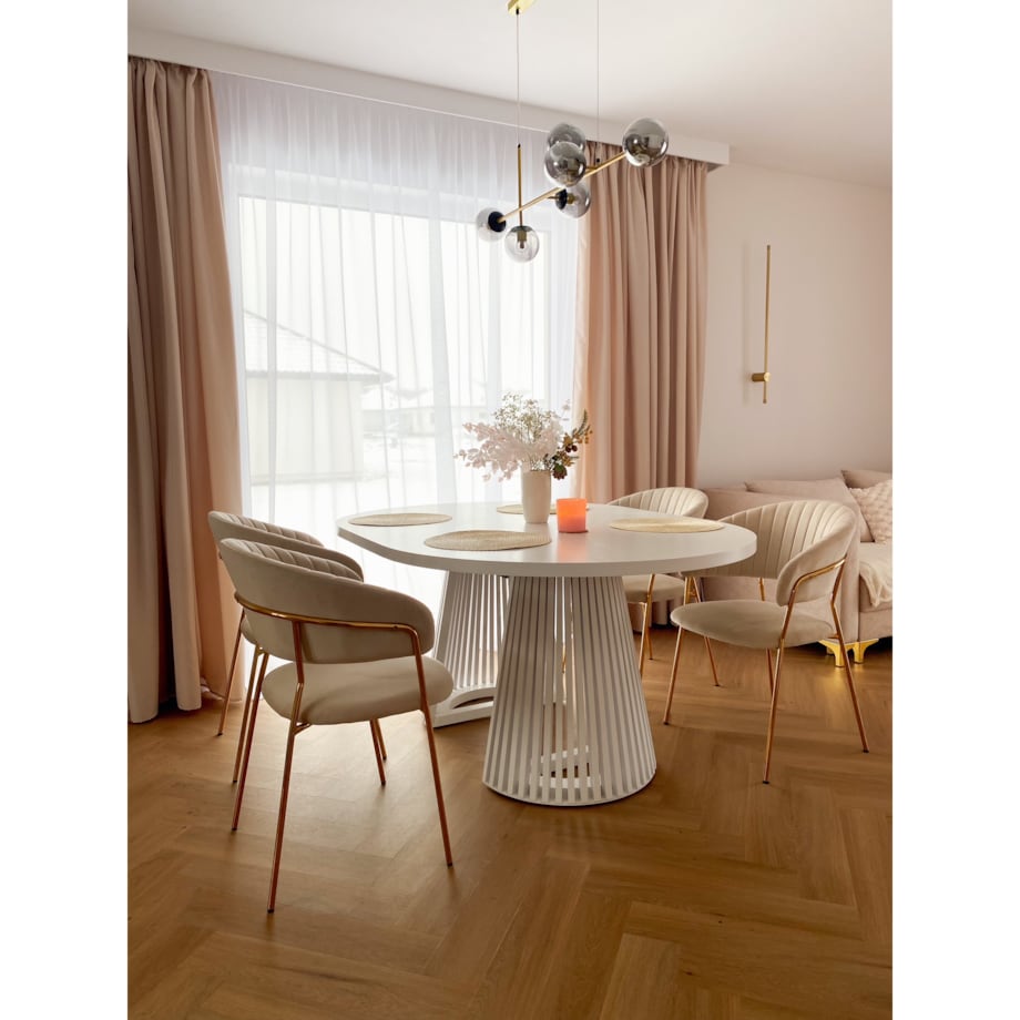 Stół DUSTO rozkładany z lamelami 100/200 Biały