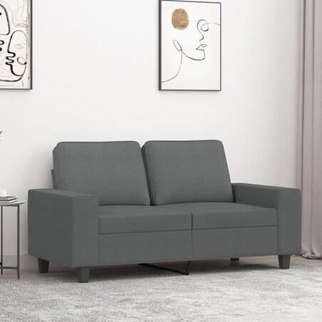 vidaXL Sofa 2-osobowa, ciemnoszara, 120 cm, tapicerowana tkaniną