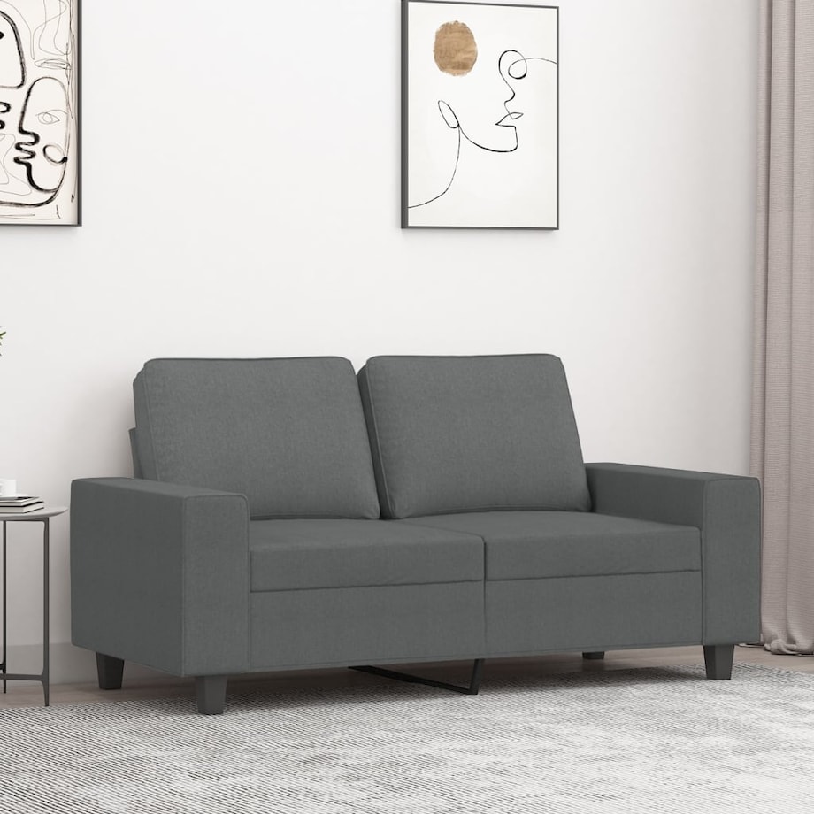 vidaXL Sofa 2-osobowa, ciemnoszara, 120 cm, tapicerowana tkaniną
