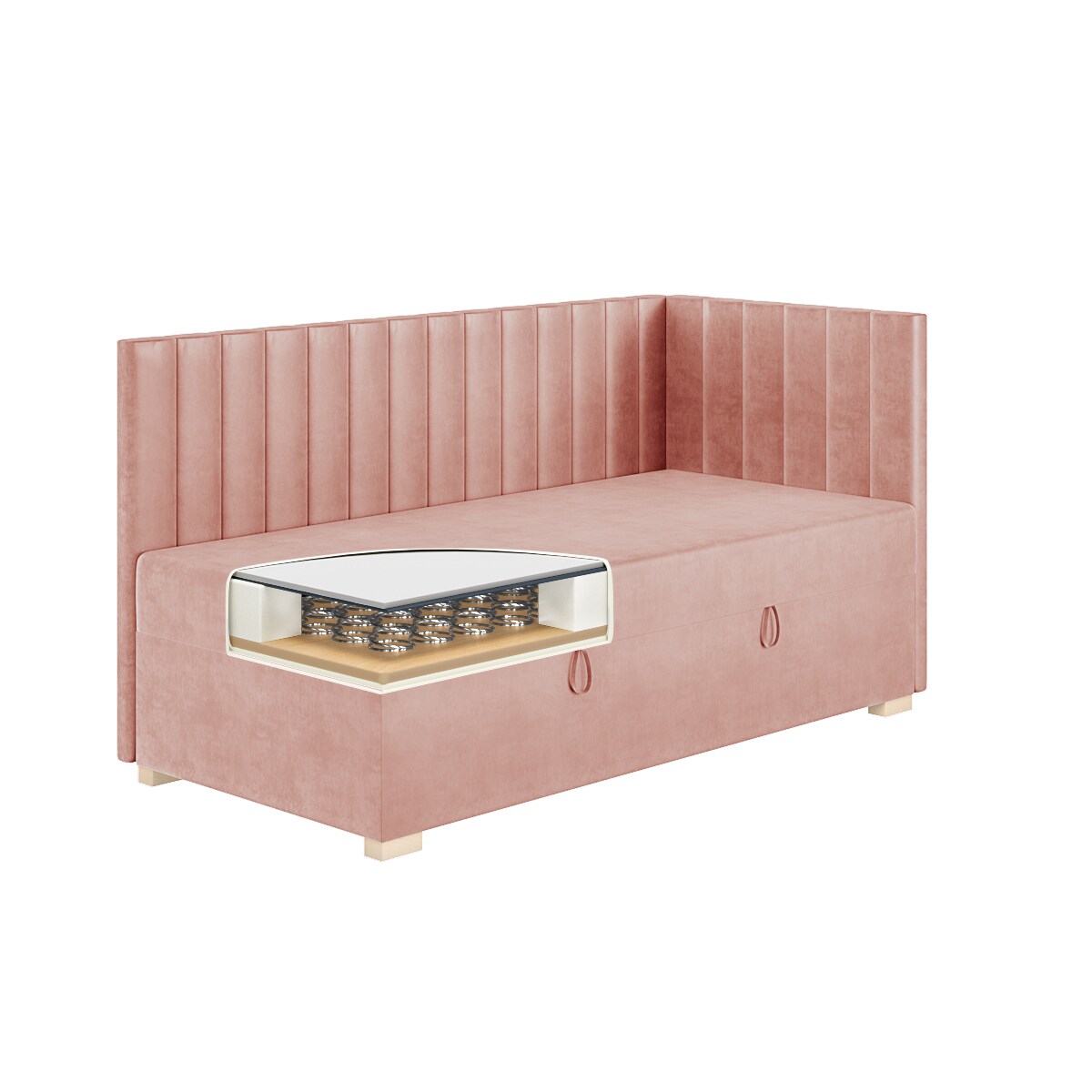 Mesonica Łóżko Snugi, linie różowe, 90x200, Prawostronne