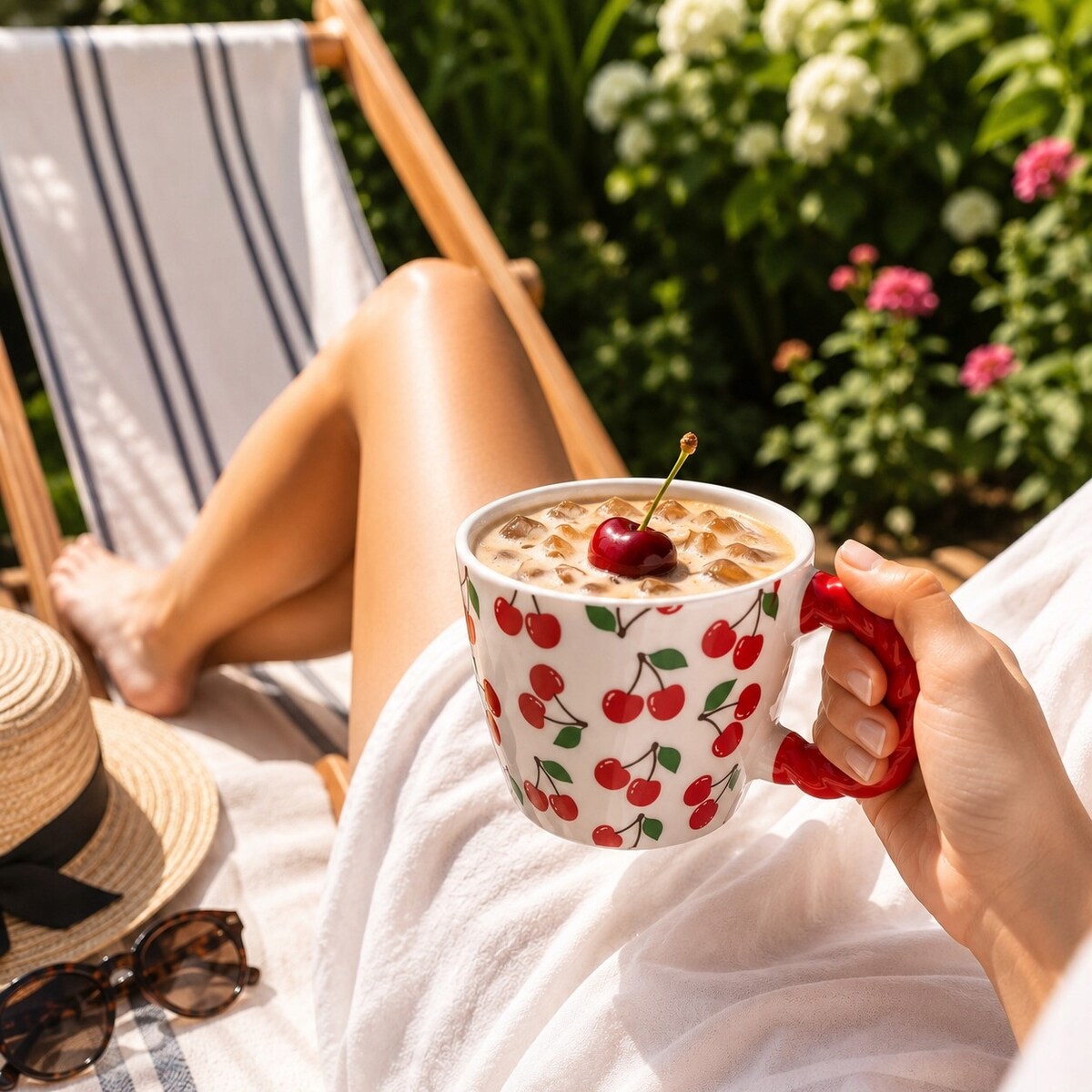 Filiżanki 300 ml 2szt w Wiśnie Kubki do Kawy i Herbaty latte napoje komplet