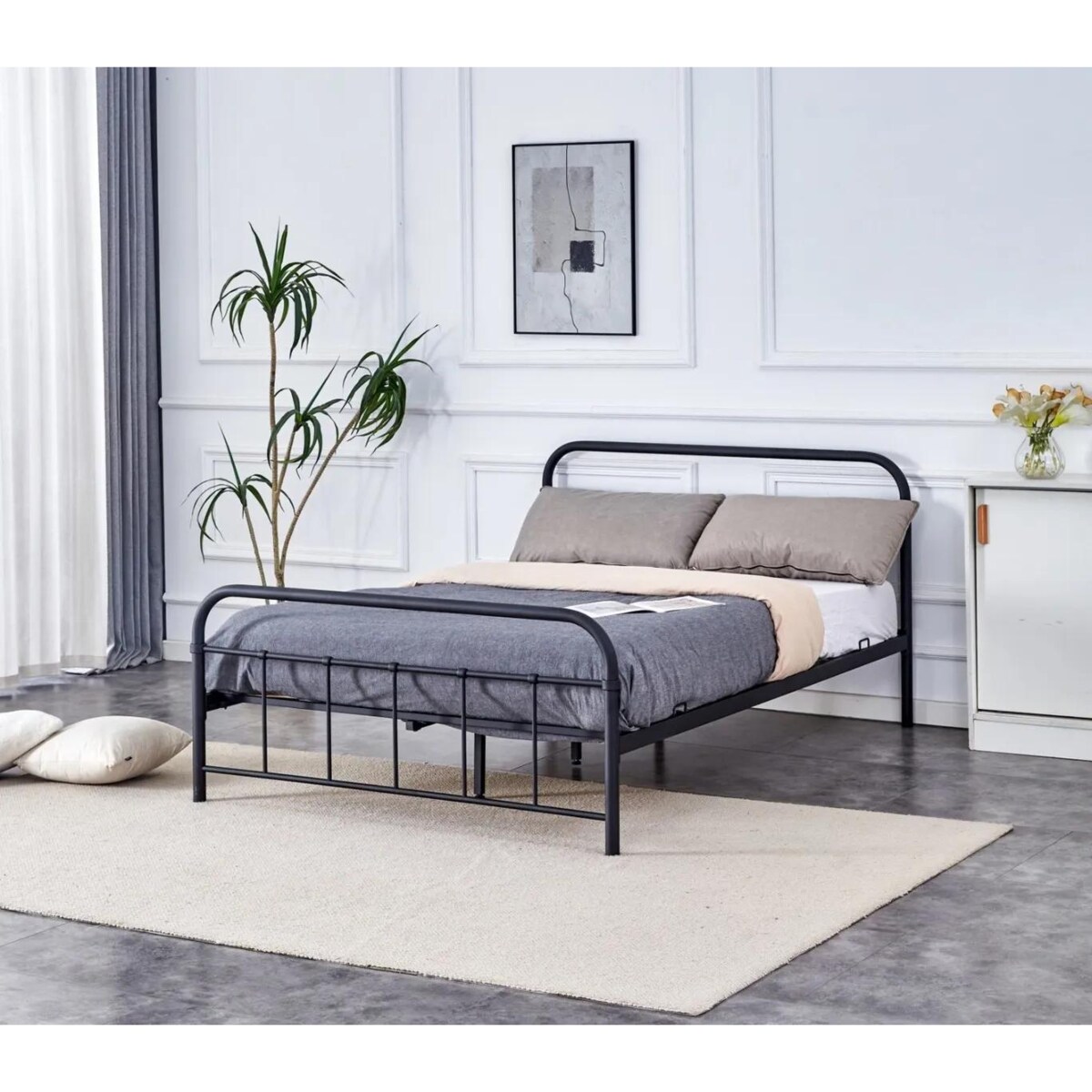Łóżko metalowe LINDA 140x200 czarne