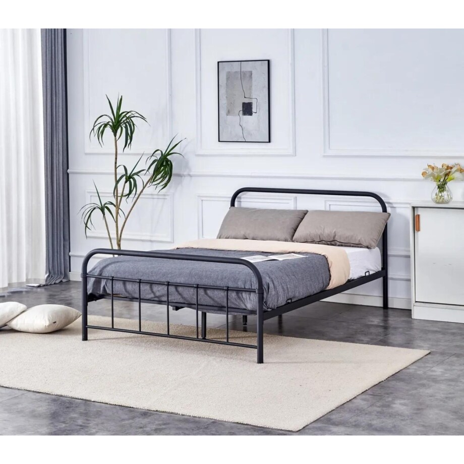 Łóżko metalowe LINDA 140x200 czarne