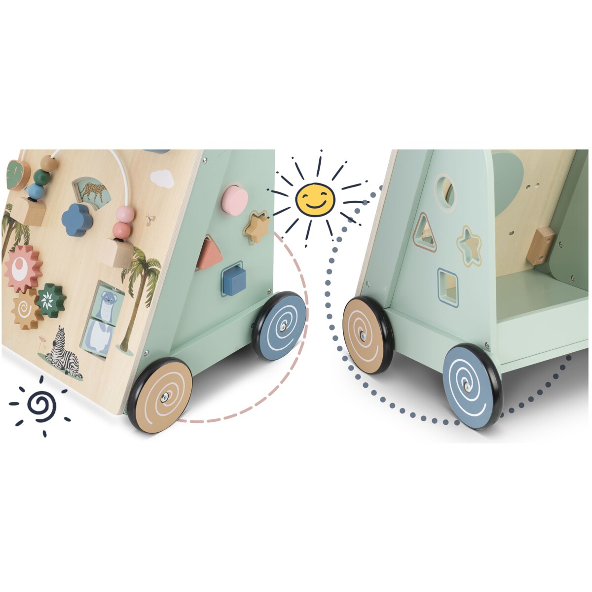 Drewniany chodzik dla dziecka pchacz sensoryczny Nukido