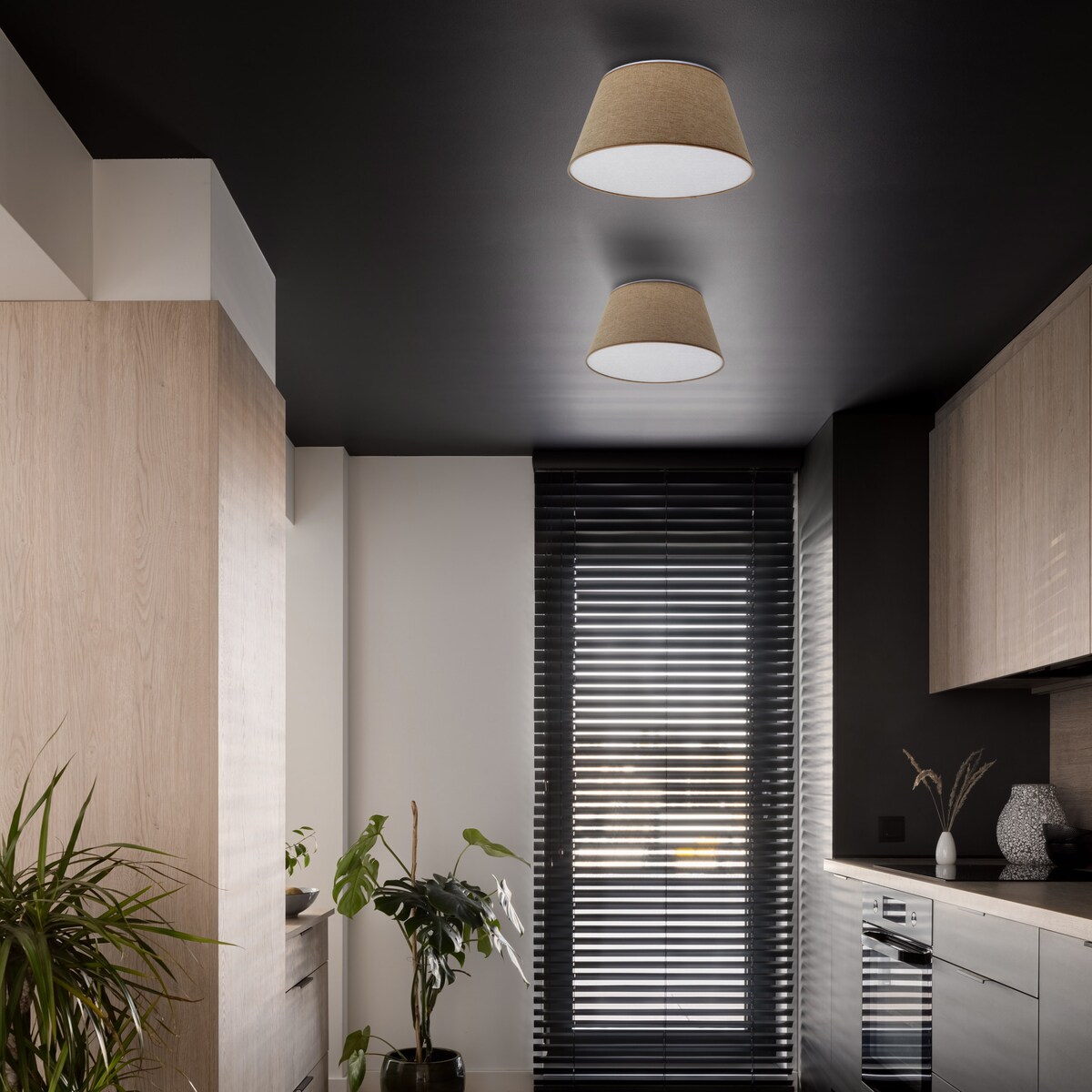 Lampa sufitowa TK Lighting FORMO LEN 500 11075, 4xE27, biała-beżowa, lniane klosze, 50x50 cm