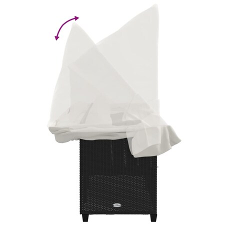 vidaXL Leżanka z zadaszeniem i poduszkami, czarna, polirattan