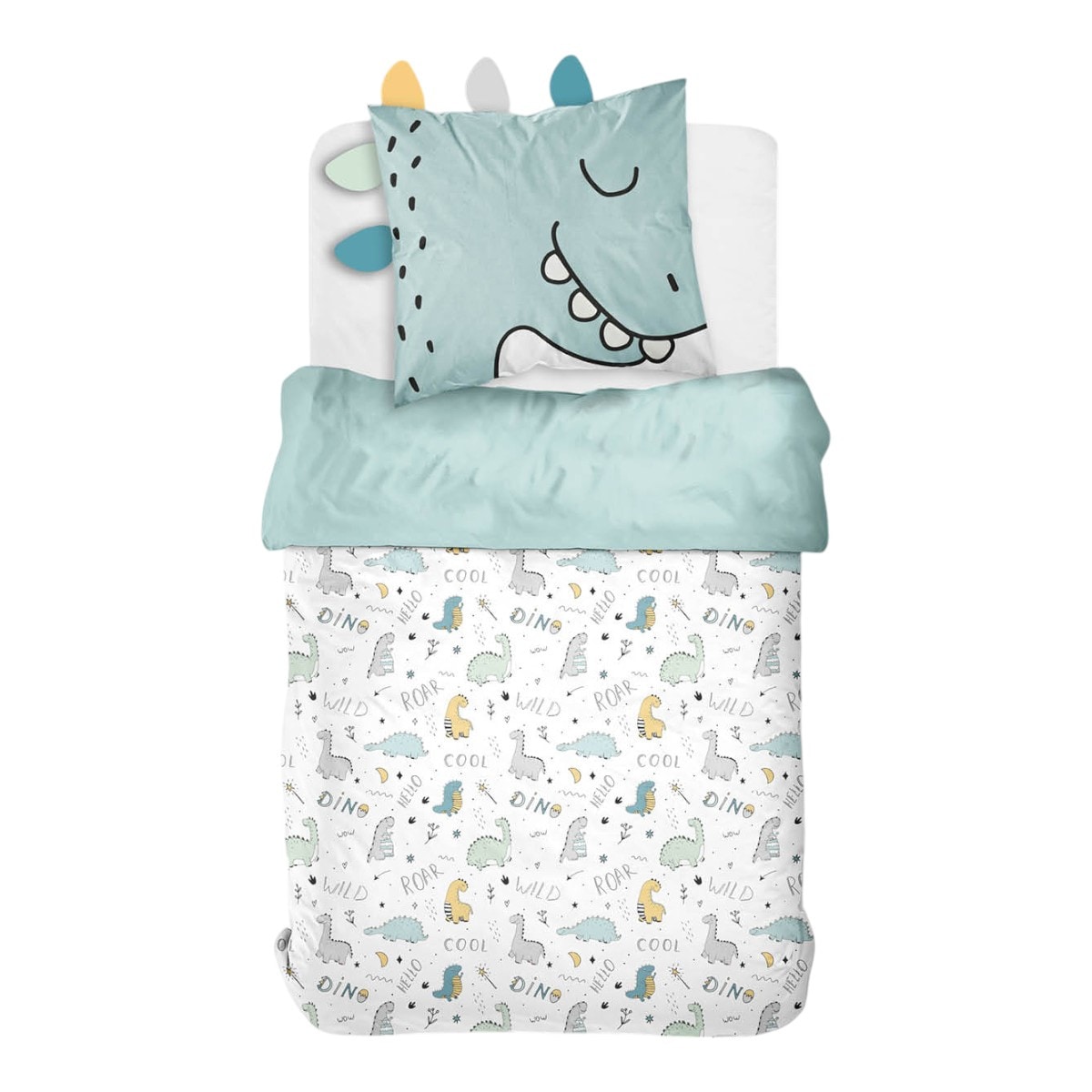 Pościel dziecięca 140x200 cm LAZY MORNING, bawełniana, poszewka z uszkami