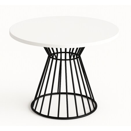 Okrągły stół Reo do salonu z metalową podstawą, blat 75 cm- biały