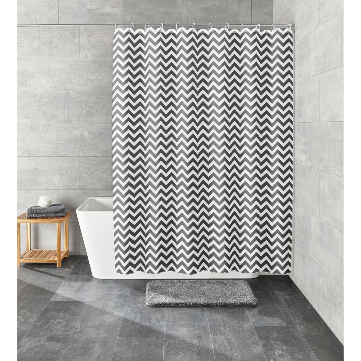 Kleine Wolke Zack Ekologiczna Zasłona prysznicowa szary 180x200 cm PEVA bezzapachowa